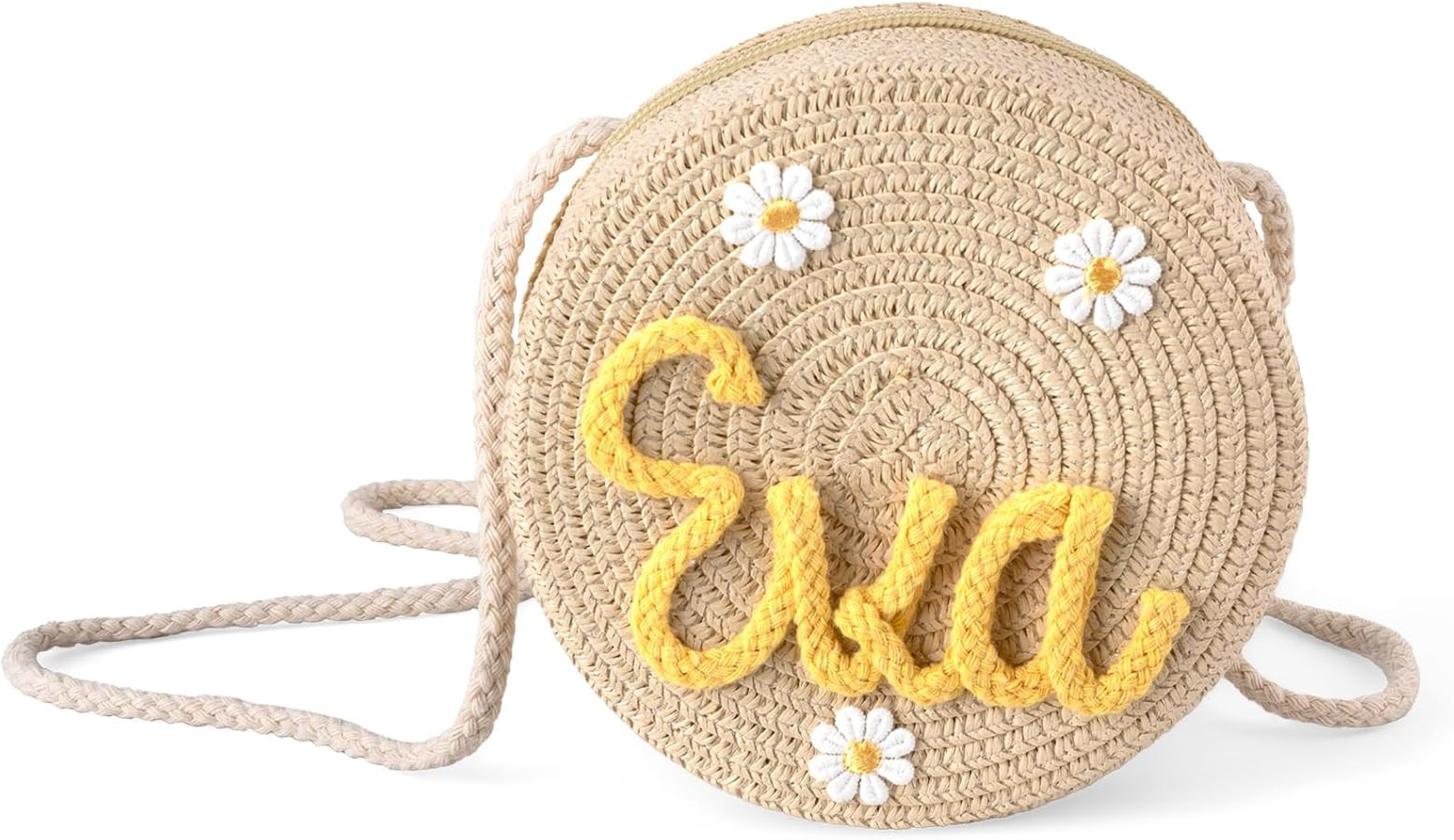 Custom Straw Bag for Kids Embroidered Custom Name Flower Crochet Crossbody Purse for girls Travel... | Amazon (US)