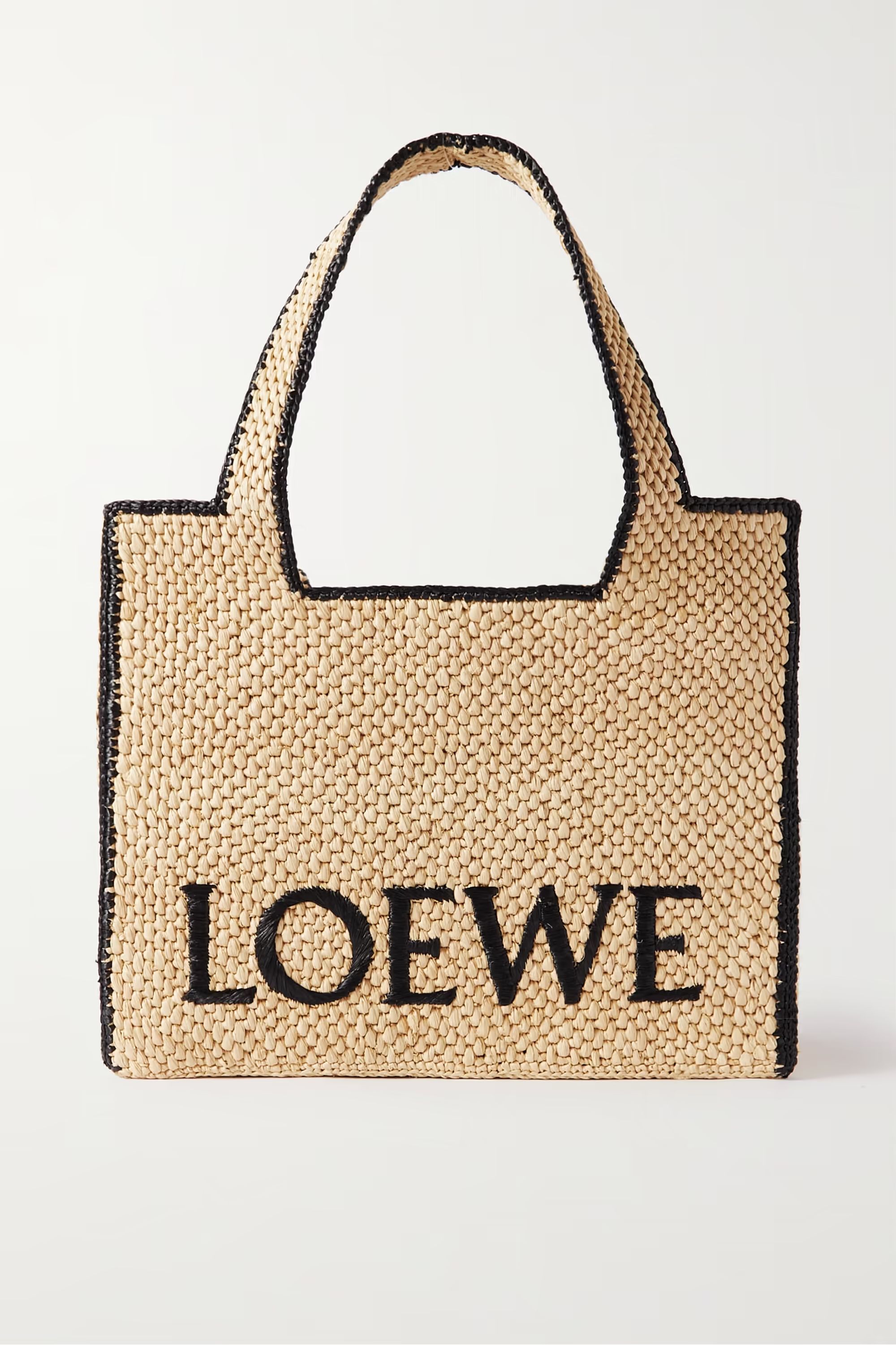 LOEWE+ Paula's Ibiza embroidered two-tone raffia tote | NET-A-PORTER (UK & EU)