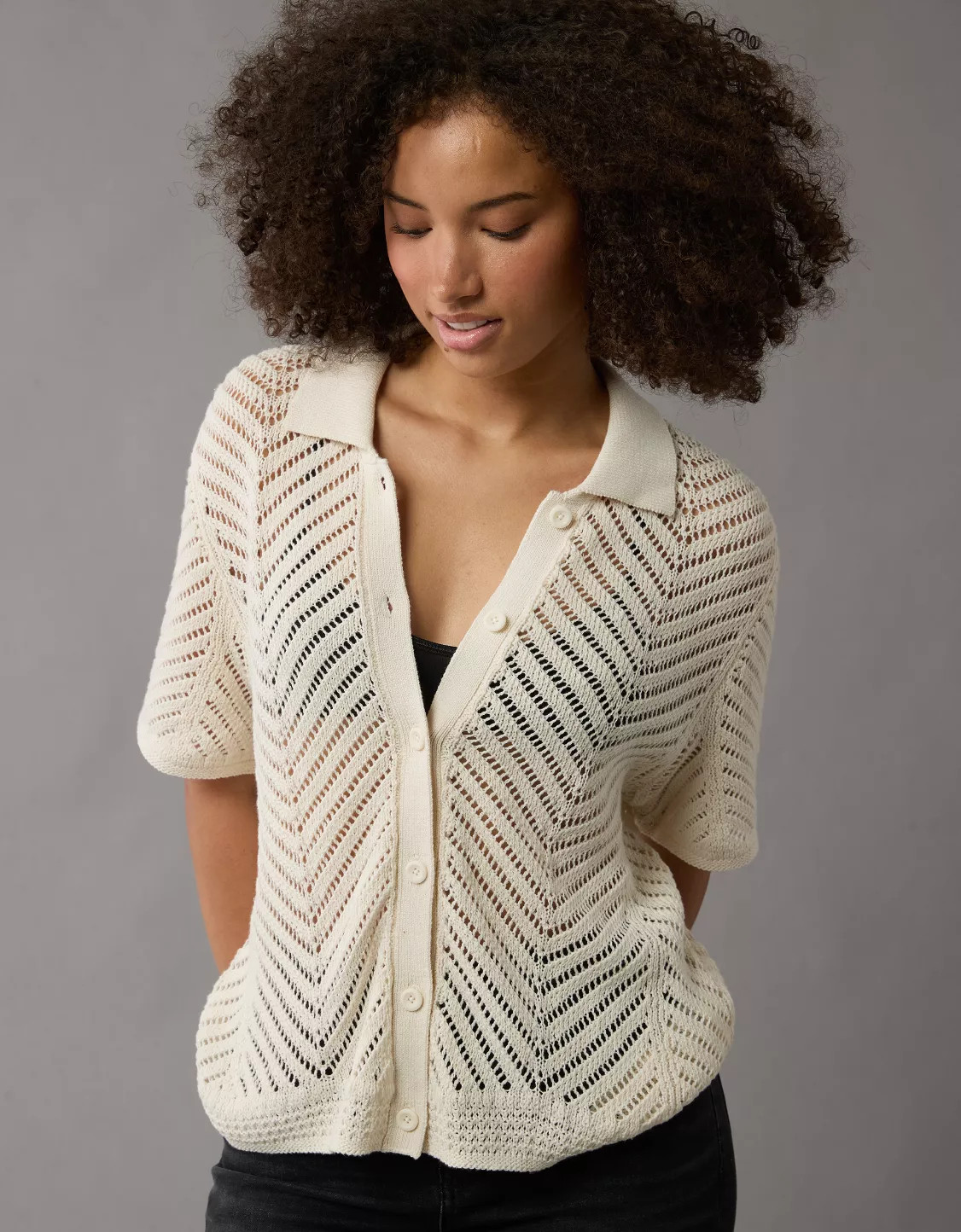 AE Oversized Button-Up Sweater Top | American Eagle Outfitters (US & CA)