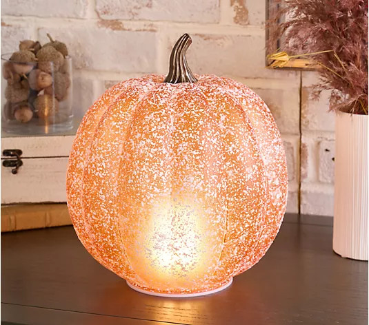 11" Illuminated Frosted Glass Pumpkin by Kim Gravel - QVC.com | QVC
