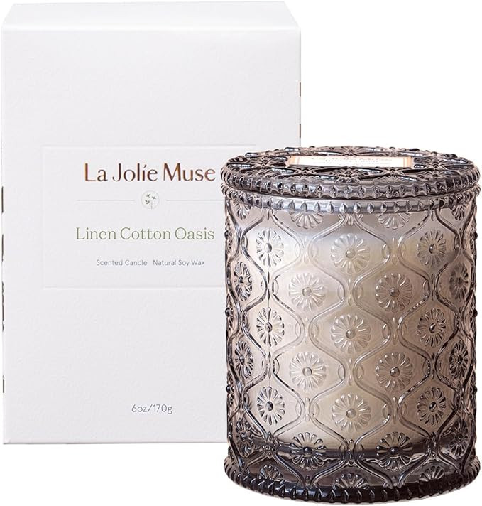 LA JOLIE MUSE Scented Candle, Scented Candles for Home, Linen Scented Candle, 6 oz 40 Hour Burn T... | Amazon (US)