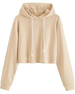 MakeMeChic Women's Cropped Hoodie Casual Workout Crop Sweatshirt Tops | Amazon (US)