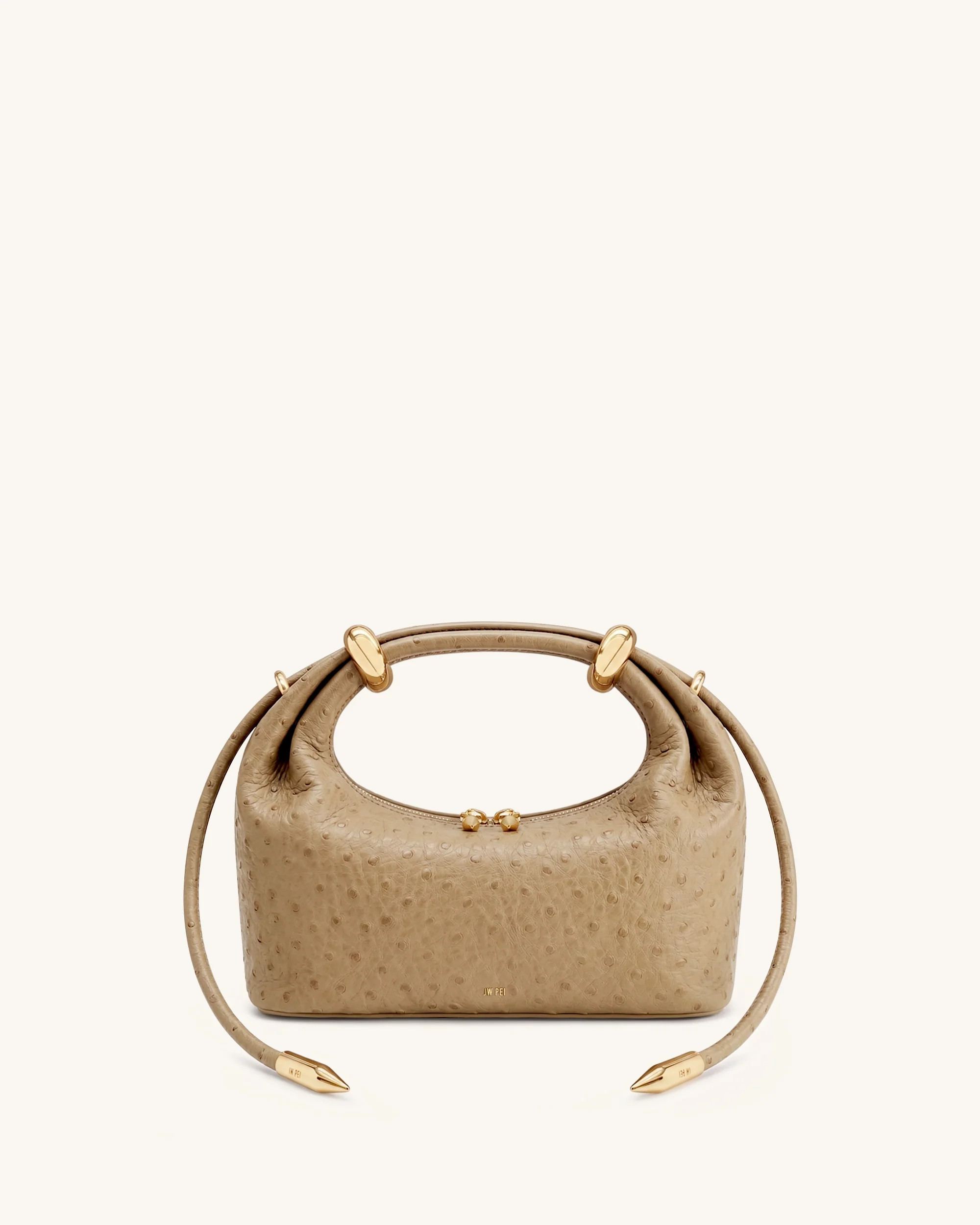 Ellie Metal Ring Embellished Top Handle Bag - Brown Apricot | JW PEI US