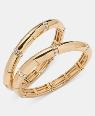 Pavé & Tubular Beaded Stretch Bracelets, 2-Piece Set | Macy's