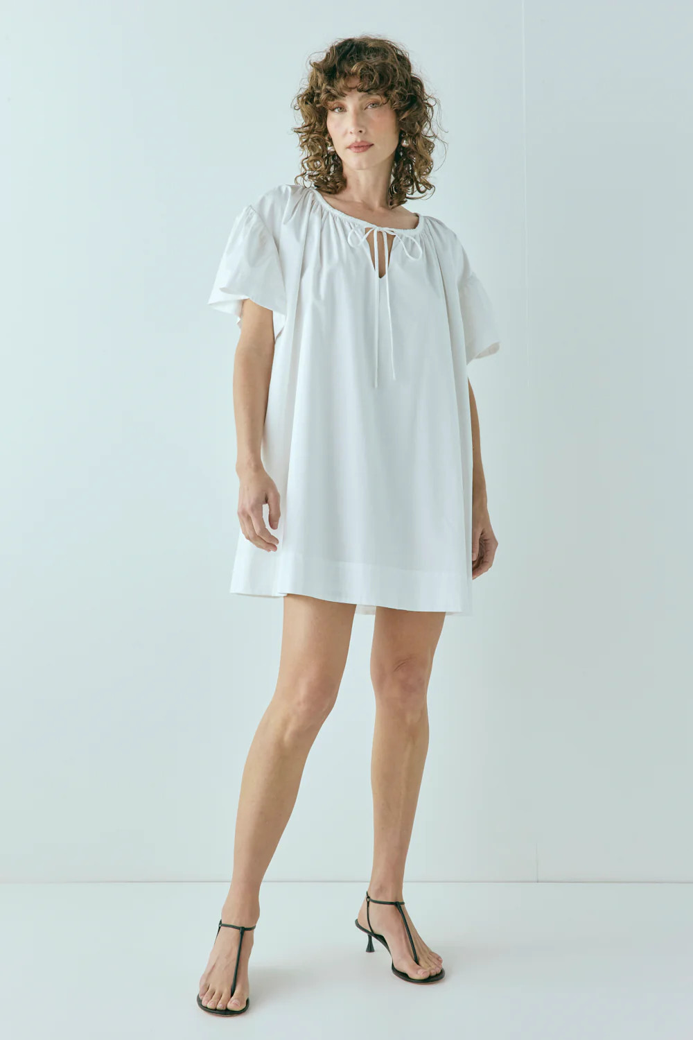 Quinn Smock Mini Dress White | VRG Grl