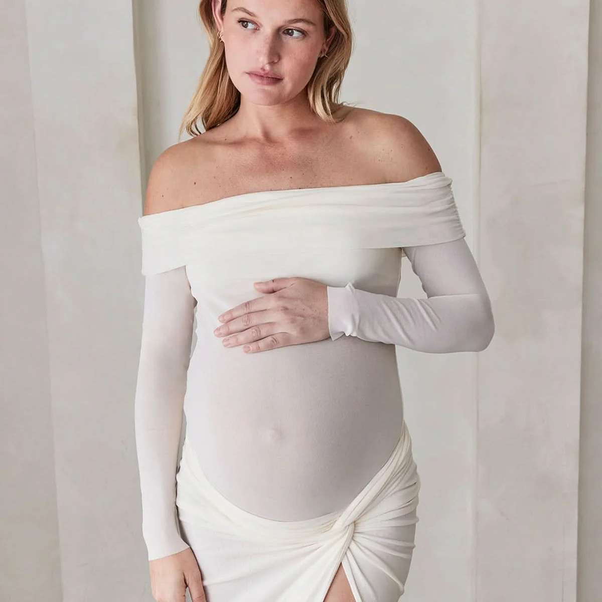 Shop Off The Shoulder Soft Mesh Maternity Top | BUMPSUIT Maternity | BUMPSUIT