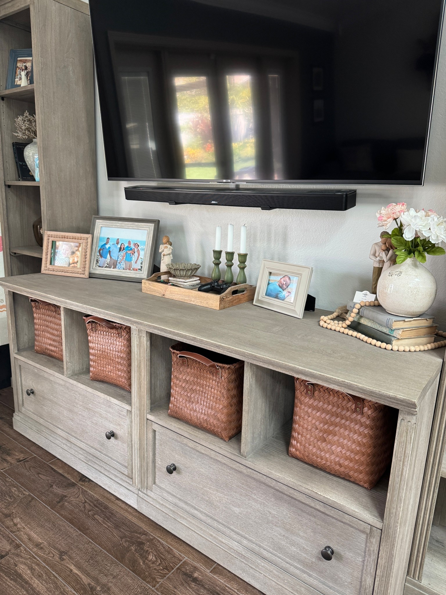 Ordered the perfect storage baskets for our entertainment center 😍 It’s a handwoven plastic rattan material with faux vegan leather straps. It looks high end and the color is so beautiful. They are deep baskets which can be used for a myriad of purposes. Highly recommend!

#LTKHome