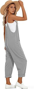 Muchpow Jumpsuits for Women Causal Summer Outfits Adjustable Strap Rompers V Neck Sleeveless Hare... | Amazon (US)