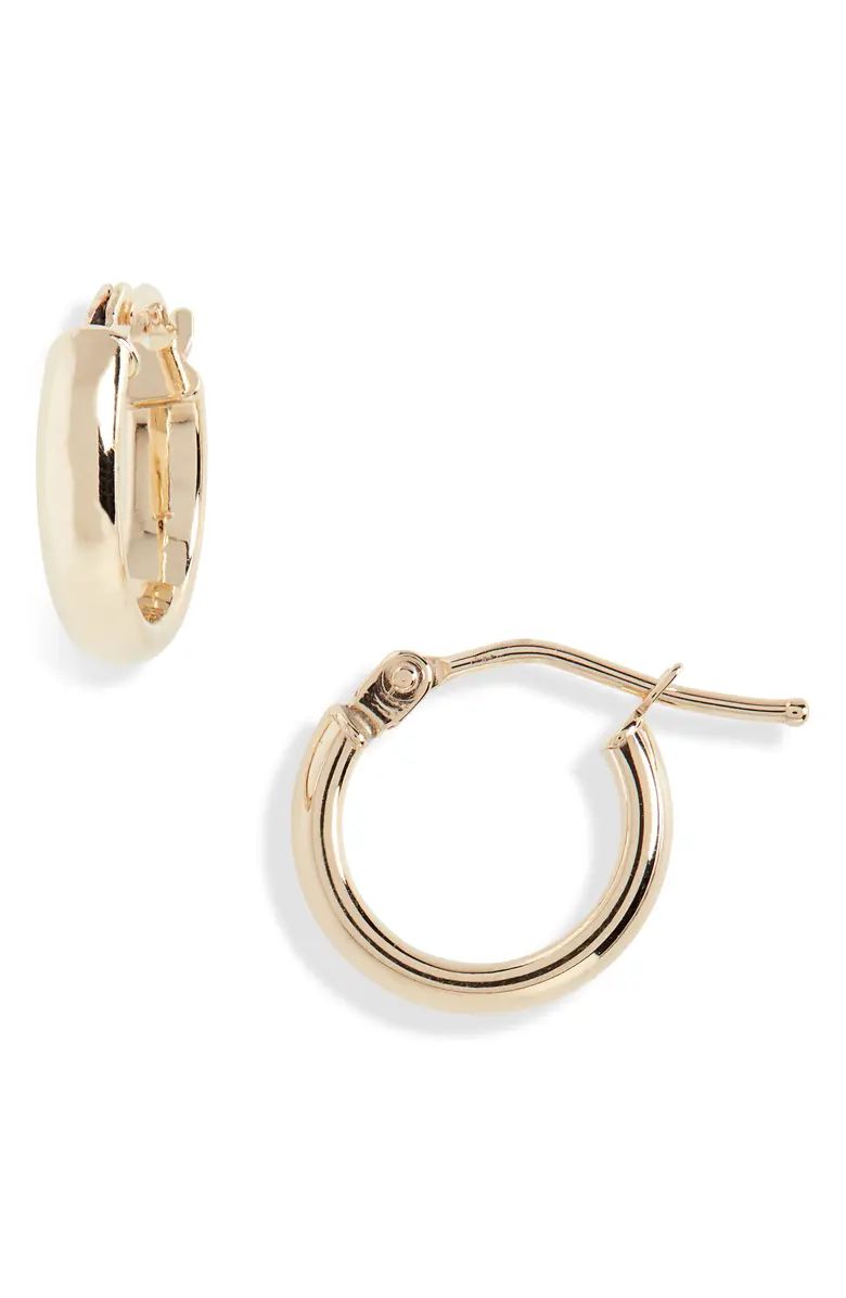 14K Gold Beveled Edge Huggie Hoop Earrings | Nordstrom