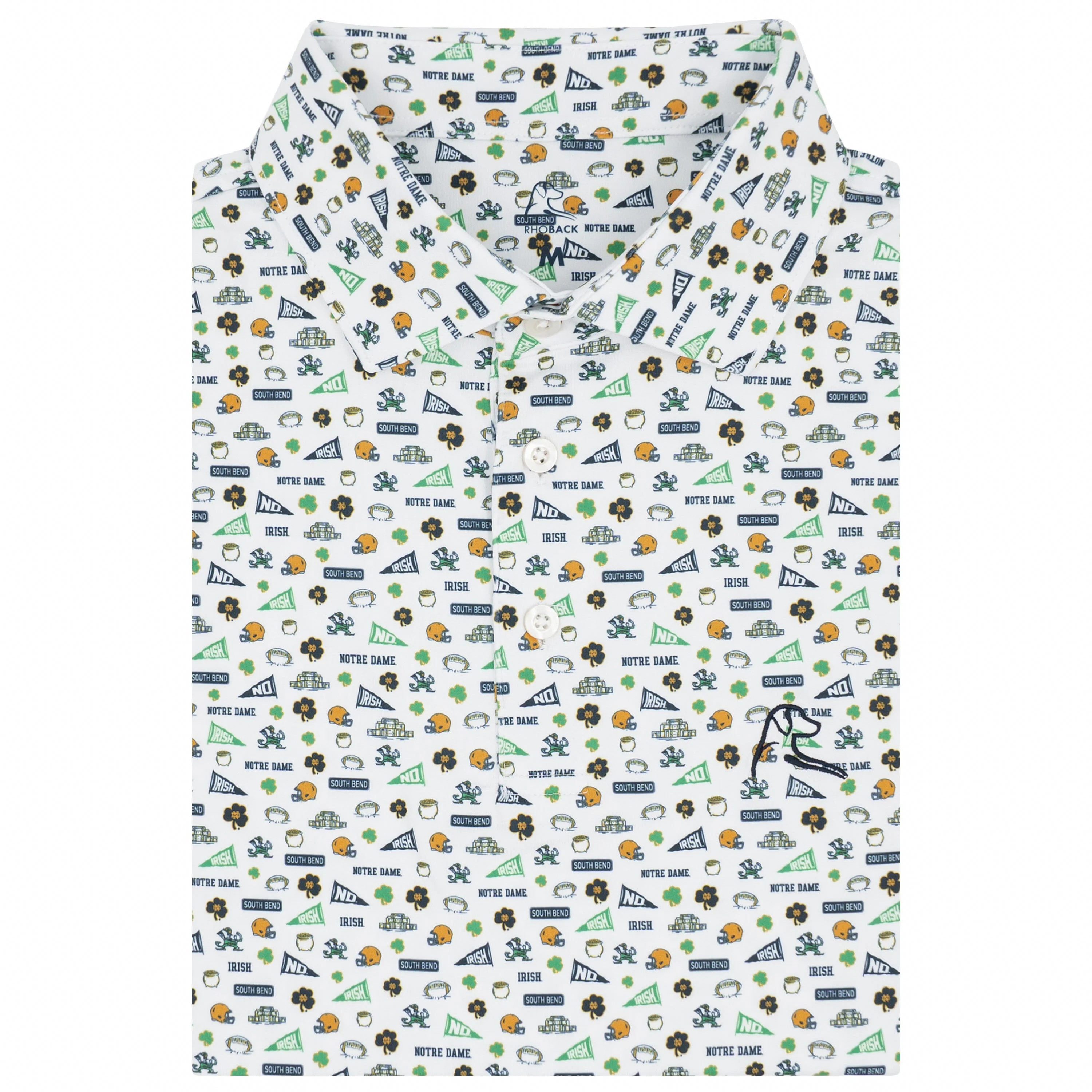 The Notre Dame Gameday Collegiate Polo - White/Indigo Blue | Rhoback | RHOBACK