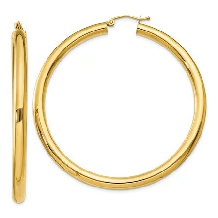14K Yellow Gold Earring Hoop Women'S 55 mm Polished 4Mm Tube Earrings | Walmart (US)