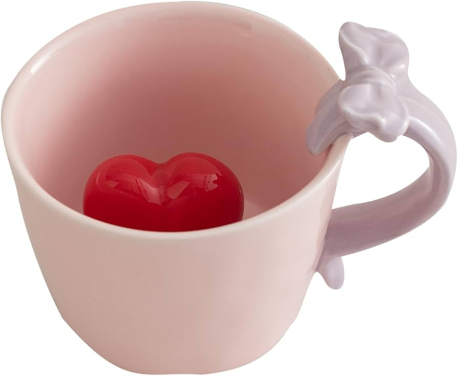 DIHOclub Ceramic Coffee Mug with Love Figurine & Bow Handle, Giftable Novelty Tea Cup for Lover W... | Amazon (US)