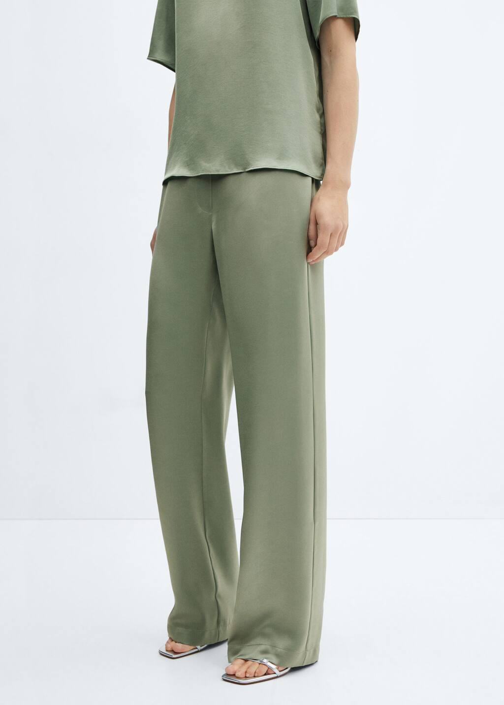 Satin pants with elastic waist -  Women | Mango USA | MANGO (US)