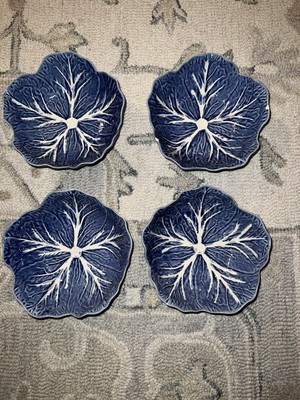 4 PC Bordallo Pinheiro BLUE Cabbage Leaf salad bowls 6.75” Rare Collectors EUC b | eBay US