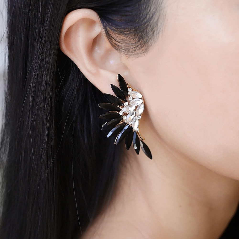 SP SOPHIA COLLECTION Women's Angel Wings Rhinestone Fashion Statement Clip On Earrings | Amazon (US)