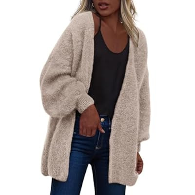 dowerme Women Open Front Cardigans Trendy Fall Long Sleeve Drop Shoulder Soft… | Amazon (US)