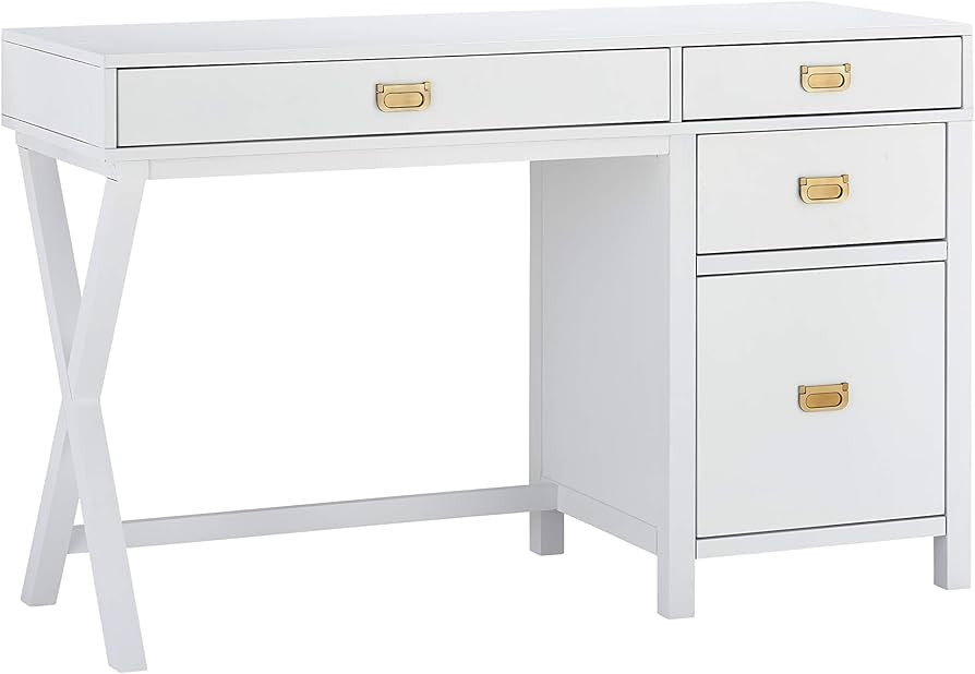 Linon White Modern Classic Side Storage Sadie Desk | Amazon (US)