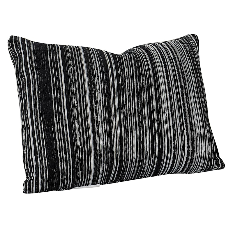 Chenille Black Multi-Stripe Throw Pillow, 14x20 | At Home