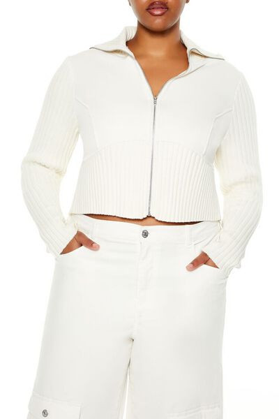 Plus Size Cropped Zip-Up Sweater | Forever 21