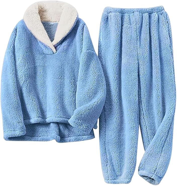 Women's Fluffy Loungewear Sleepwear Lounge Casual Pajamas Sets Loose Long Sleeve Fleece Pullover ... | Amazon (US)