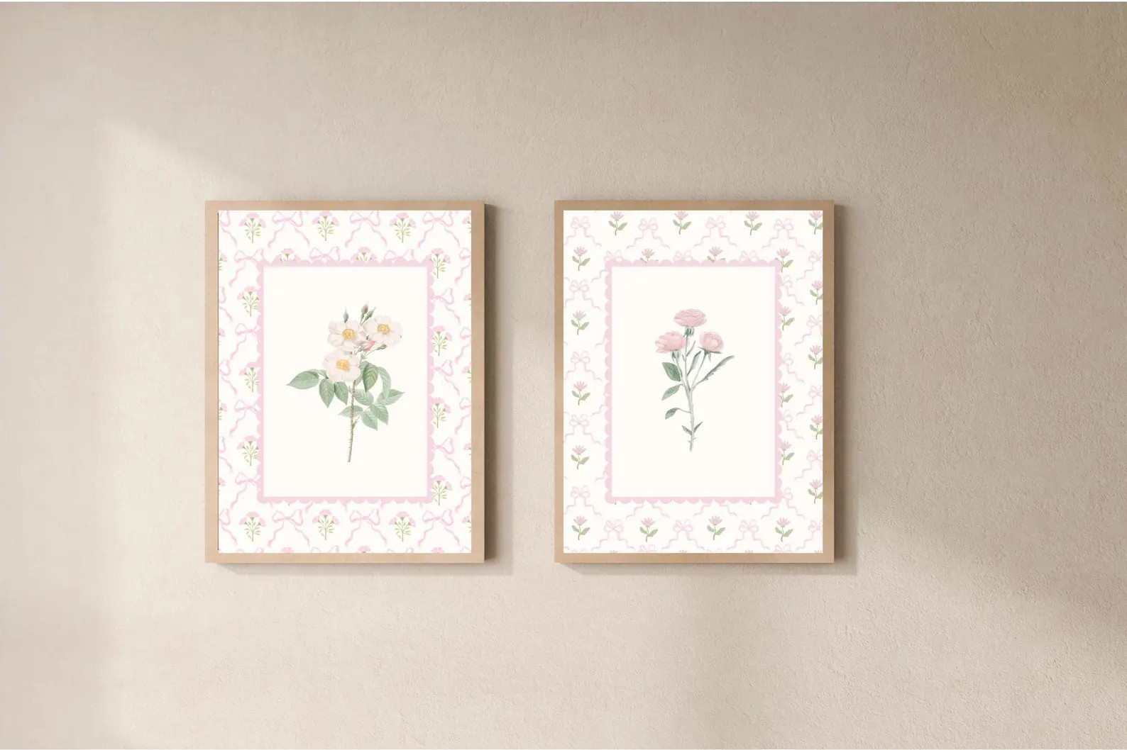 Gallery Wall Prints | Coquette Floral | Pink Botanical | Girl's Nursery | Set of 4 | Digital Down... | Etsy (US)