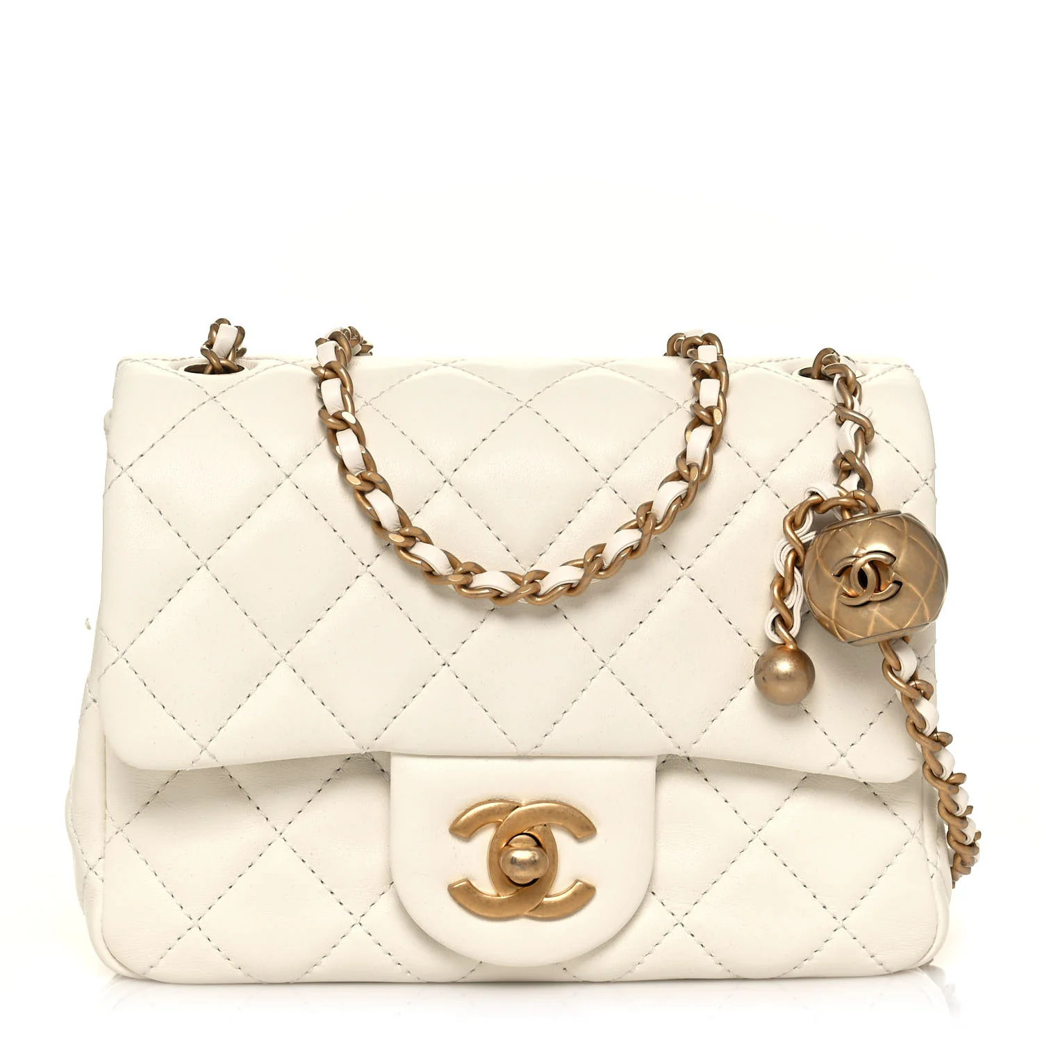 CHANEL Lambskin Quilted CC Pearl Crush Mini Flap White | FASHIONPHILE | Fashionphile