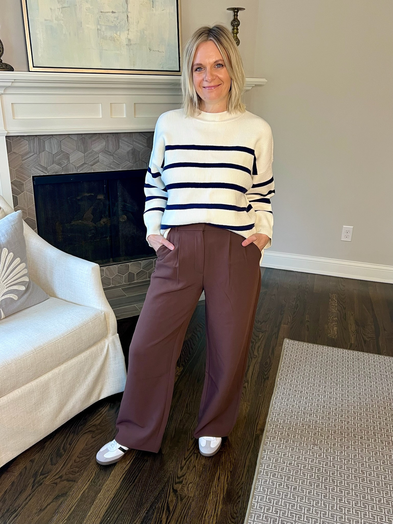 Sweater + Trousers + Sneakers
🖤🤎🖤🤎

#LTKstyletip #LTKSeasonal #LTKshoecrush