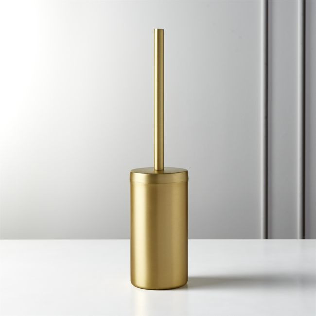 Elton Brushed Brass Toilet Brush | CB2