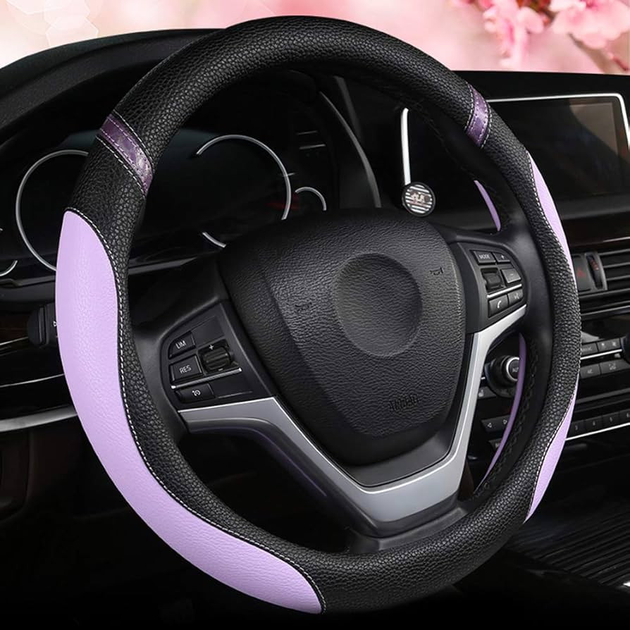 Universal Leather Steering Wheel Cover for Women Steering Wheel Cover for Car 15 inch (Lilac Colo... | Amazon (US)