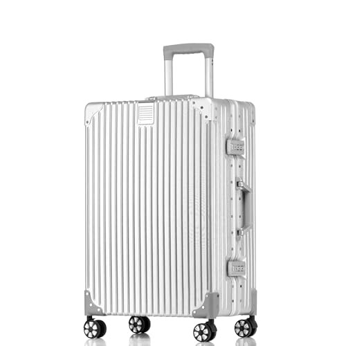HotWay Zipperless Suitcase with Aluminum Frame, Checked In 26 Inch, Silver | Amazon (US)