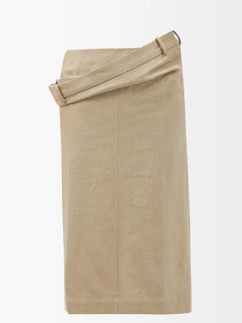 Jacquemus - Vela Layered-waist Linen Pencil Skirt - Womens - Beige | Matches (US)