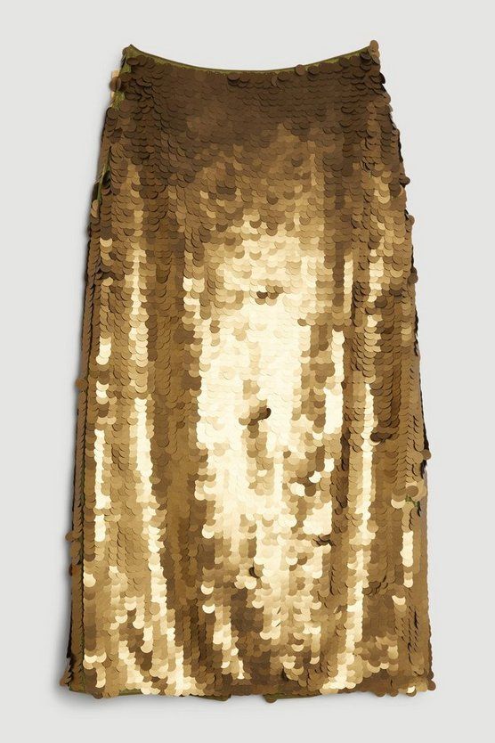 Metallic Matte Sequin Woven Midi Skirt | Karen Millen UK + IE + DE + NL