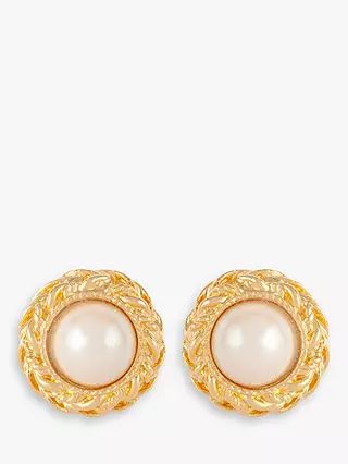Susan Caplan Vintage Gold Plated Faux Pearl Clip-On Earrings, Gold, Gold | John Lewis (UK)