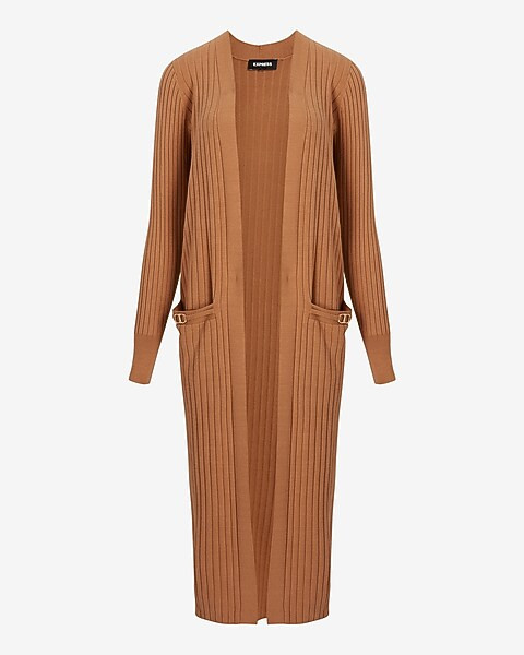 Wide Ribbed Horse Bit Pocket Duster Cardigan | Express