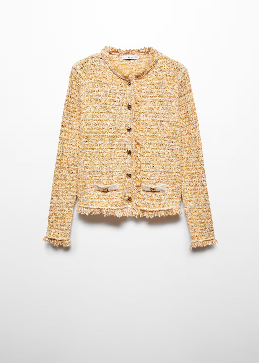 Tweed top with frayed detail -  Women | Mango USA | MANGO (US)