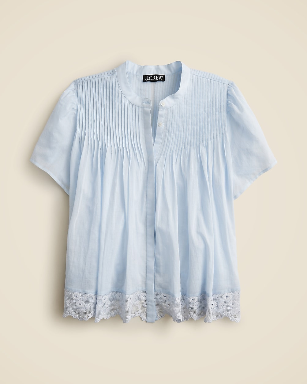 Lace-trim pintuck top in cotton voile | J. Crew US