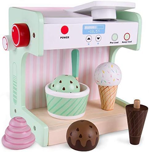 Ice Cream Maker Playset | Classic Wooden Play Food and Pretend Accessories | 9 Pieces, Including Mix | Amazon (US)