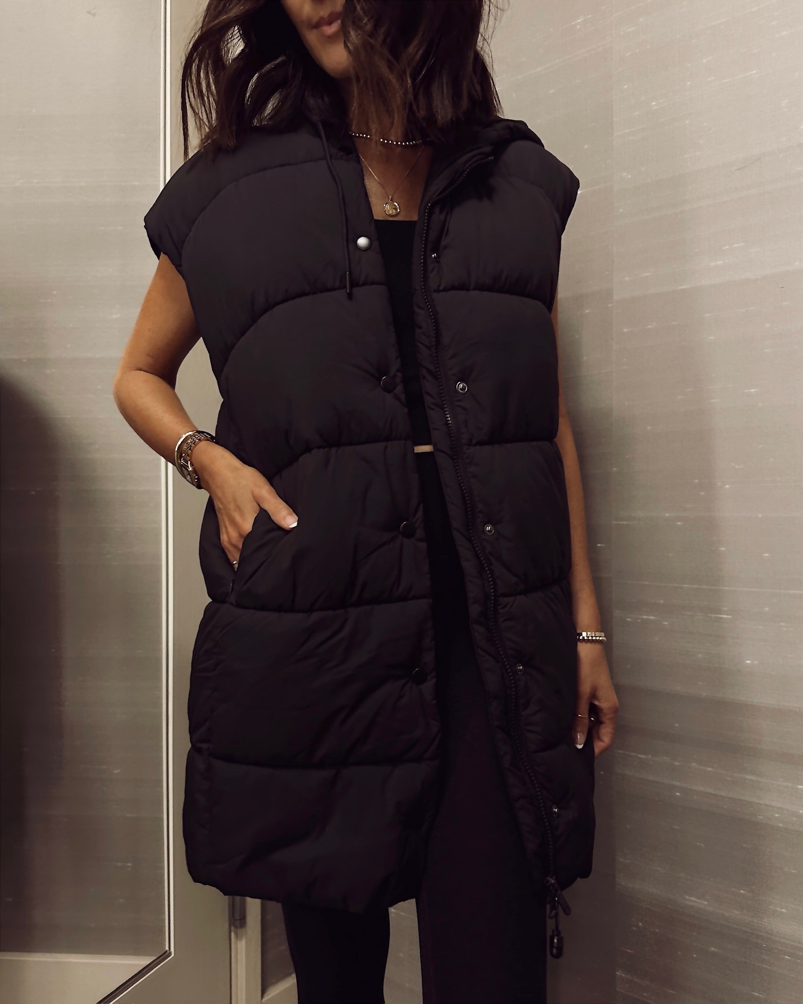 I’m just shy of 5’7 wearing a size small on the puffer vest and the cropped tank and size XS in the leggings
StylinByAylin, Aylin #outfit #nordstrom #ootd 

#LTKActive #LTKStyleTip #LTKSeasonal