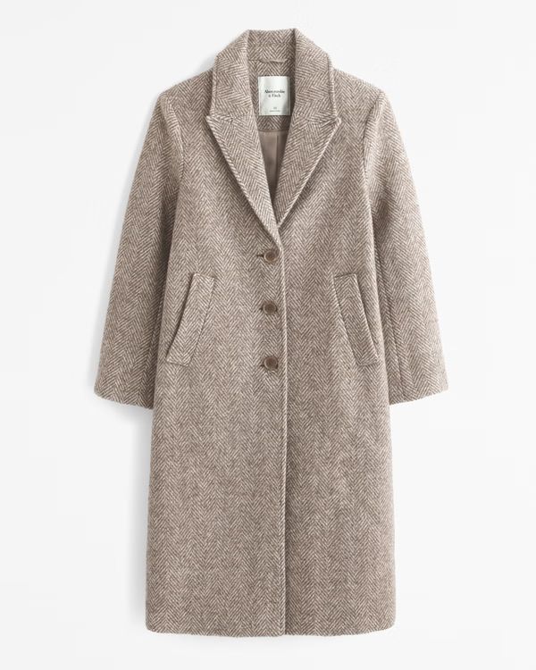 Women's Wool-Blend Tailored Topcoat | Brown Coat | Trench Coat Outfits  | Abercrombie & Fitch (US)