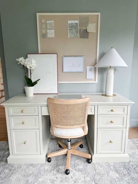 Shop our home office - this desk from Home Depot is great quality and cheaper than the pottery barn desk I was eyeing. I love the two file drawers and amount of storage. I switched out the knobs for these pretty brass ball knobs from Amazon (also great quality!) 

#LTKstyletip #LTKhome #LTKsalealert