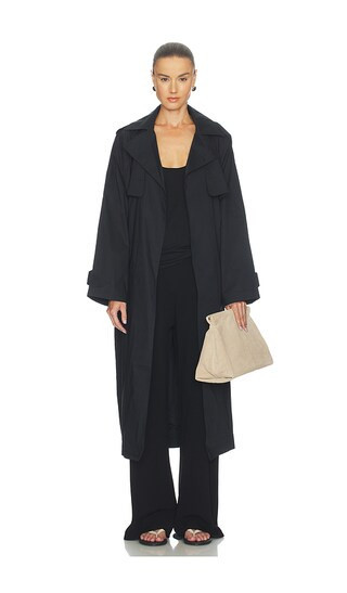 SKIMS Swiss Cotton Sateen Trench Coat in Black. - size XS | Revolve Clothing (Global)