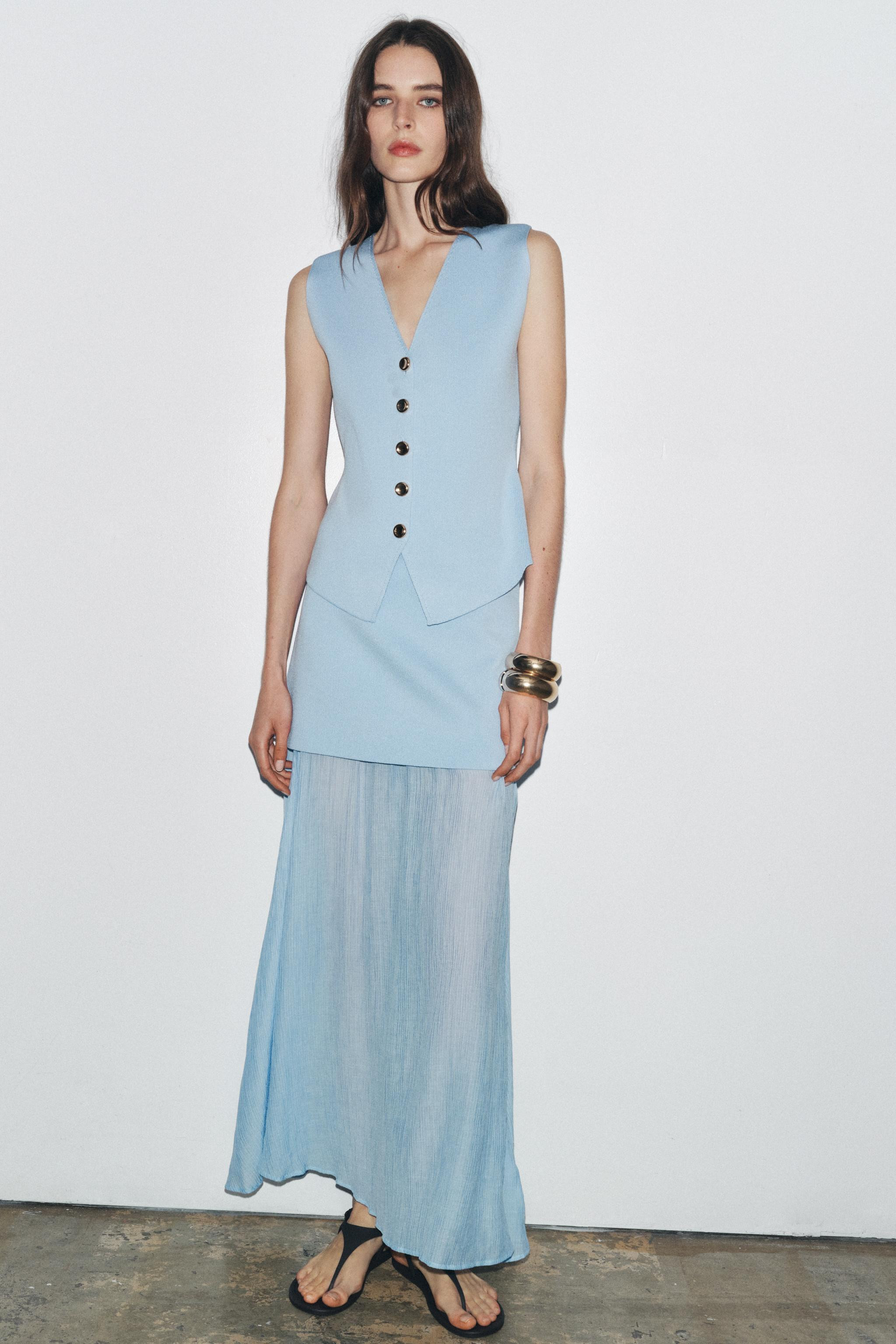 PLAIN KNIT WAISTCOAT TOP | Zara UK