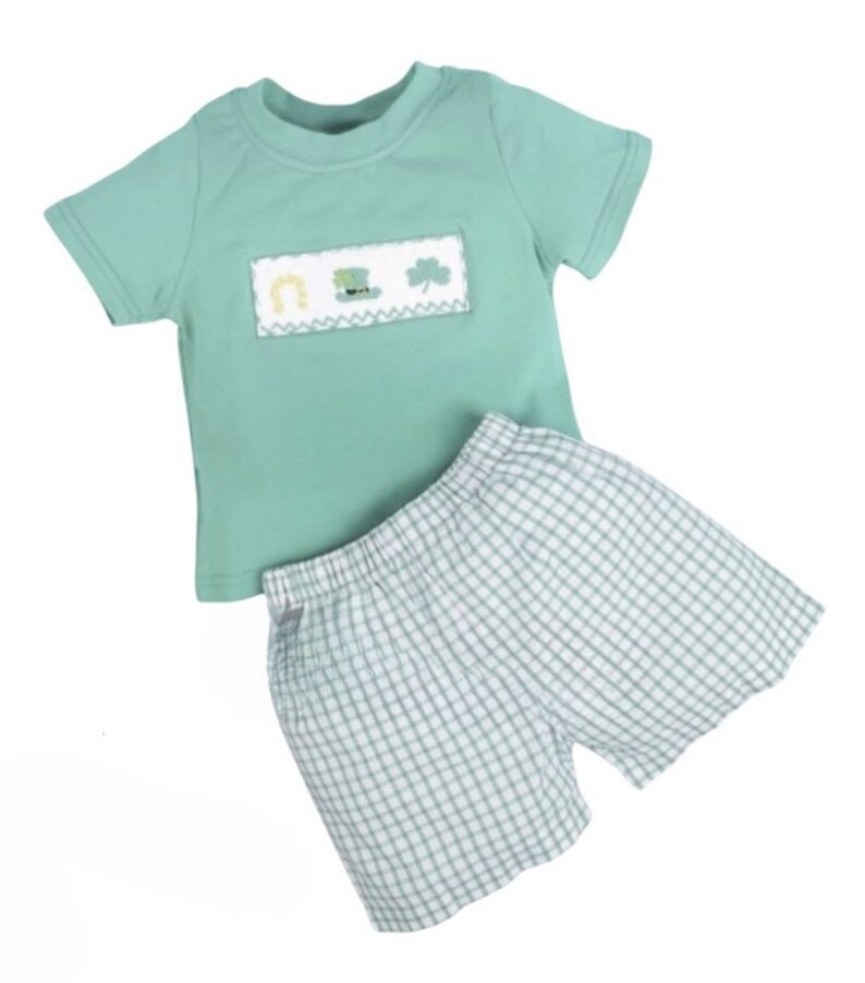 Nice St Patrick Smocked Boy Shorts Set-size Chart Attached With Pictures - Etsy | Etsy (US)