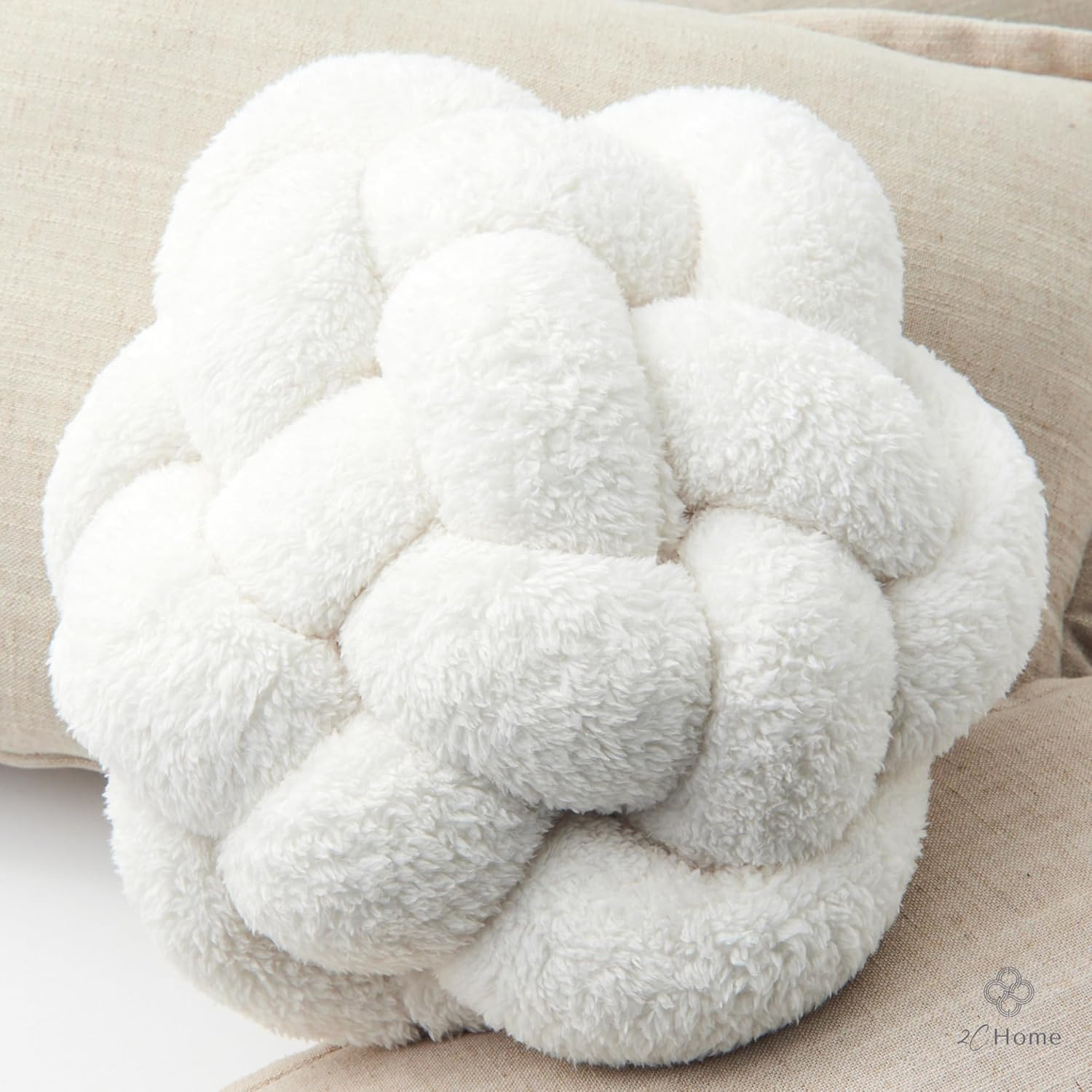 2C Home Large White Knot Pillow | 13" Knotted Pillow | Handmade Knot Throw Pillow | Cute & Funky ... | Amazon (US)
