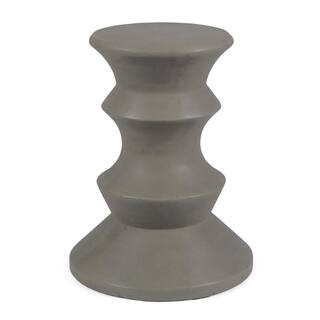 Eureka Light Grey Stone Outdoor Side Table | The Home Depot