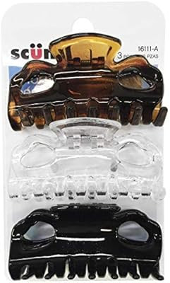 Scunci 2-Loop Jaw Clips, 6-CM Assorted Colors, 3-Count per Pack (1-Pack) | Amazon (US)