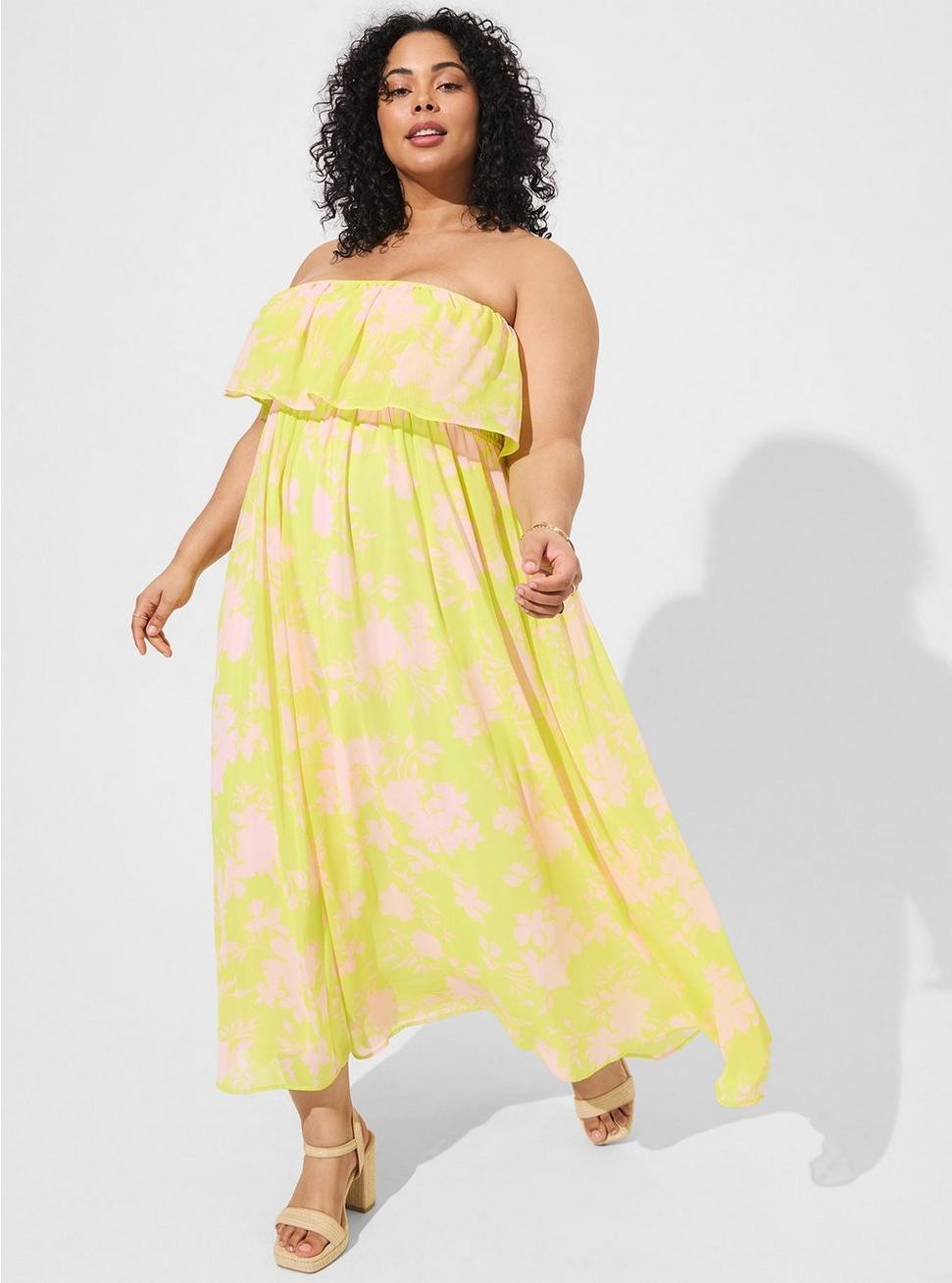 Maxi Chiffon Strapless Ruffle Dress | Torrid (US & Canada)
