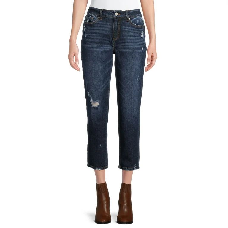 Time and Tru Women's Cropped Boyfriend Jeans | Walmart (US)