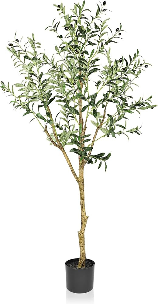 YOLEO 5.5FT Artificial Olive Tree Faux Tree with Lifelike Olive Leaves Fake Olive Plant for Livin... | Amazon (UK)