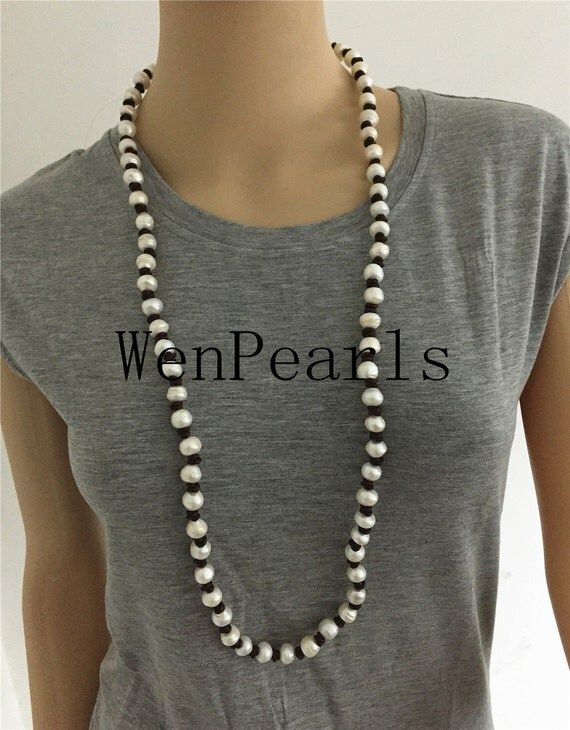 Freshwater pearl and leather necklace,Baroque Freshwater Pearl Necklace,white pearl necklace,wholesa | Etsy (US)